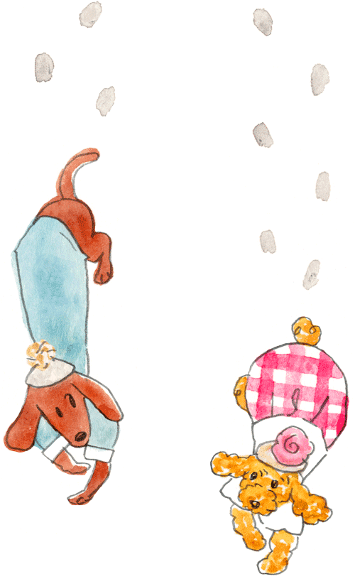 看板犬の2匹のイラスト